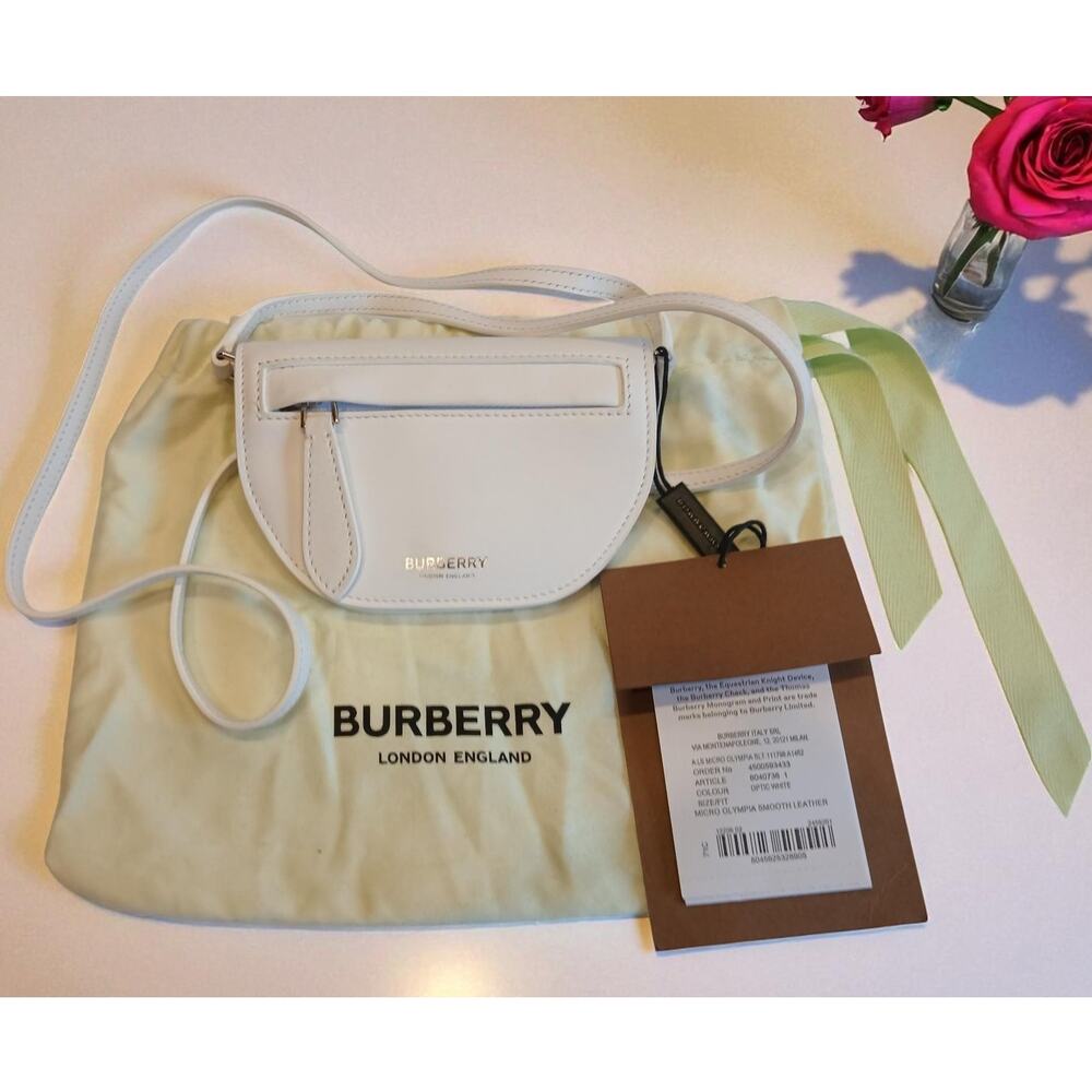 New - Burberry Olympia Micro Mini Leather Shoulder Bag Optic White - Picture 7 of 16